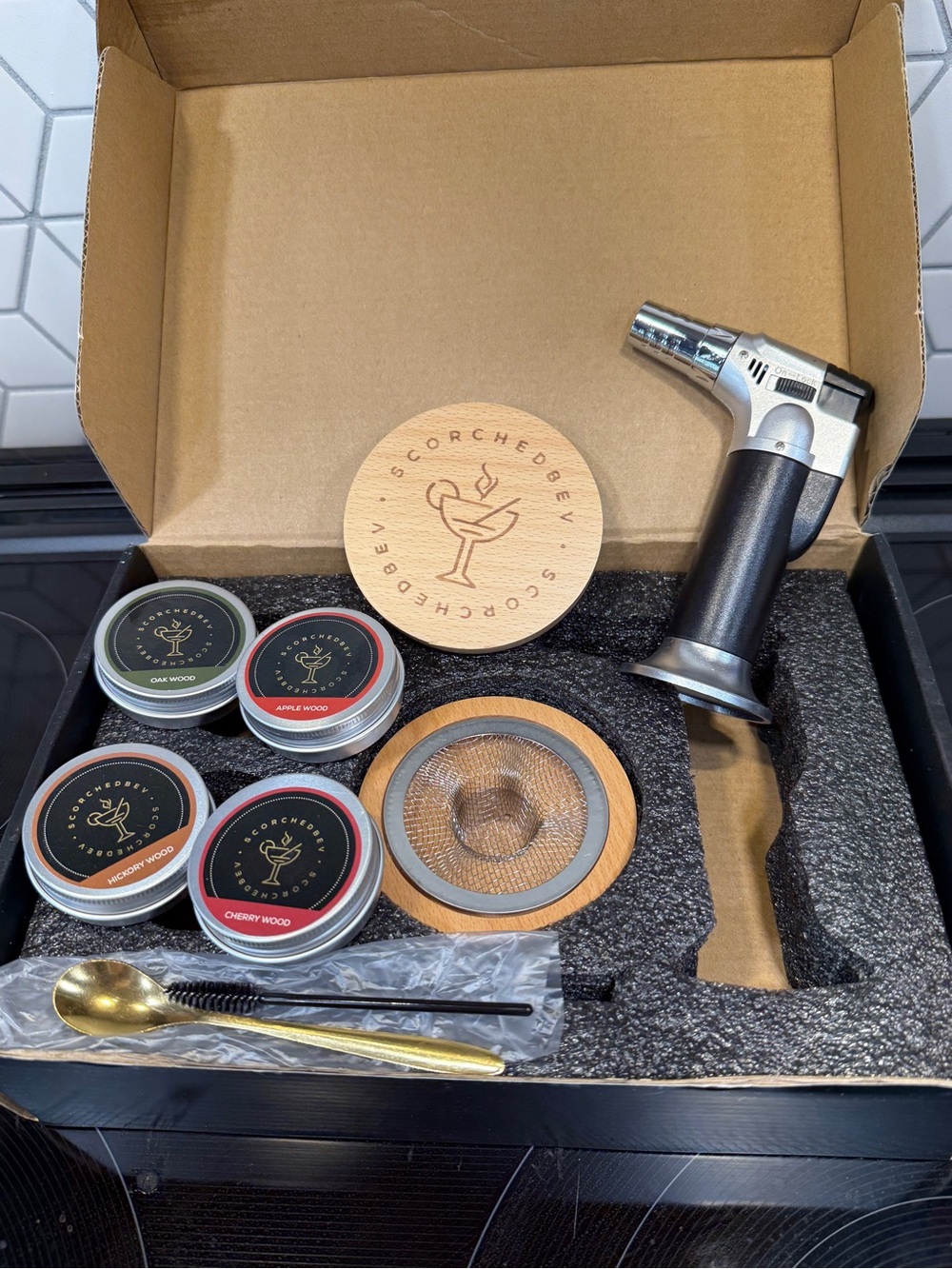 ScorchedBev Cocktail Smoking Kit - Black & Silver Torch